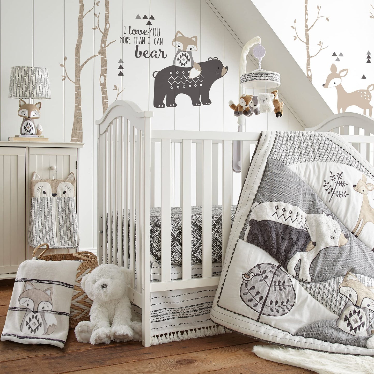Levtex Baby - Bailey Stuffed Toy - Fox - Grey, White, Brown, Cream - Nursery Accessories - Size: 5 x 20 in.