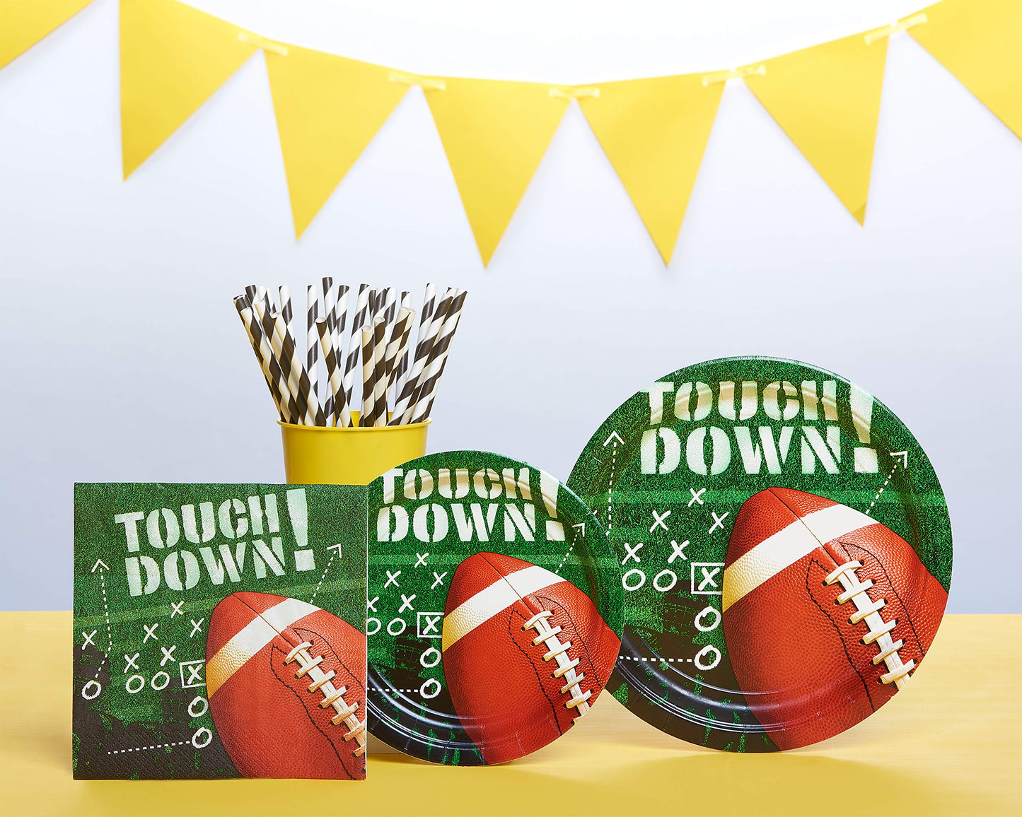 Multicolor Tailgates & Touchdowns Plastic Table Covers - 54" x 84" (3 Pc) - Vibrant Party Essentials for Football-Themed Celebrations