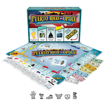 Late for The Sky Puerto RICO-OPOLY Bilingual Board Game, Puerto Rican Culture for Ages 8+, 2-6 Players, Collectible Tokens, Property Trading Fun