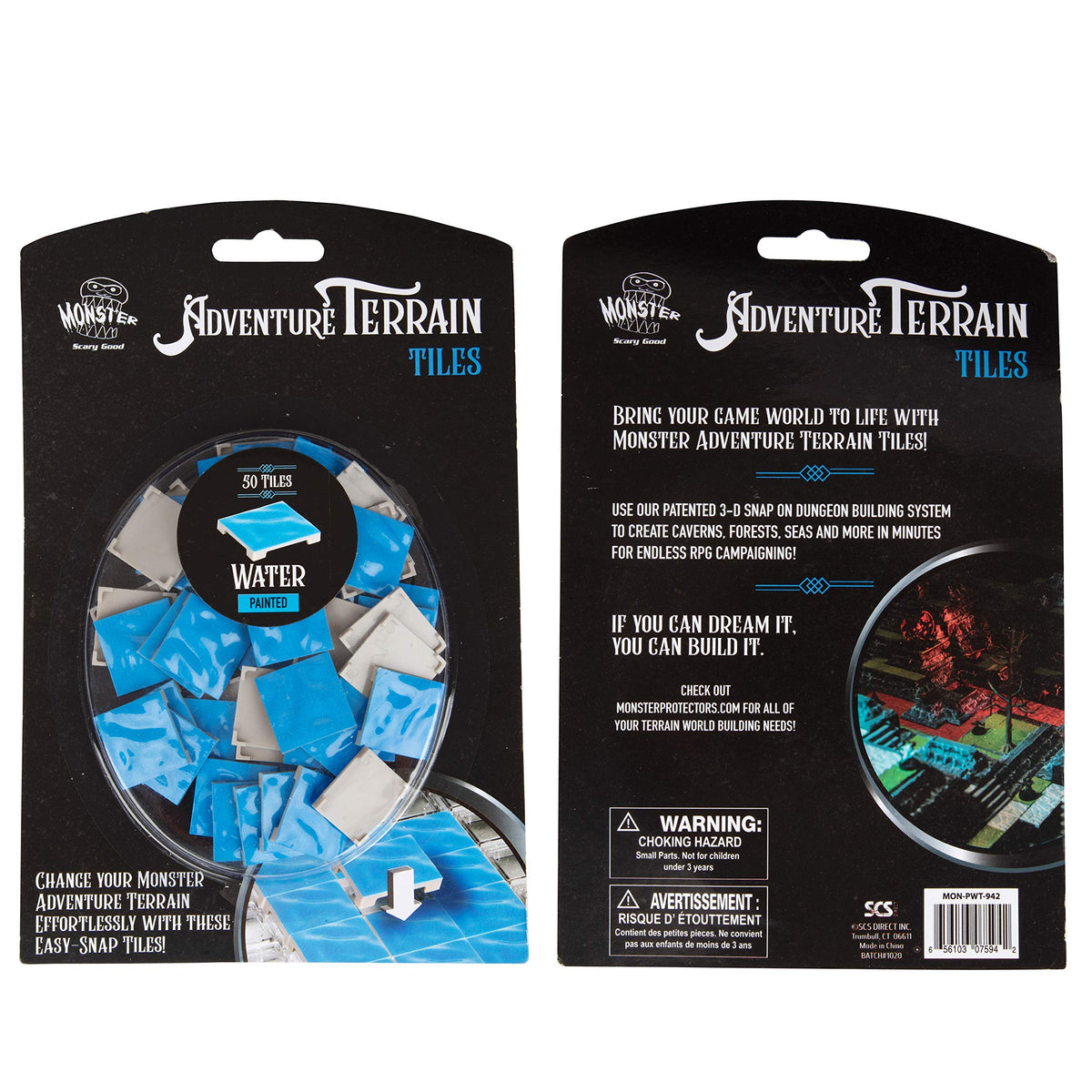 Monster Protectors Adventure Terrain- 50 Piece Water Tile Expansion Pack- Hand-Painted ¬ Tile Set- Easy Snap Creates Amazing Tabletop Terrain in