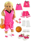 American Fashion World Pink Basketball Uniform for 18-Inch Dolls | Accessories Included | Premium Quality & Trendy Design