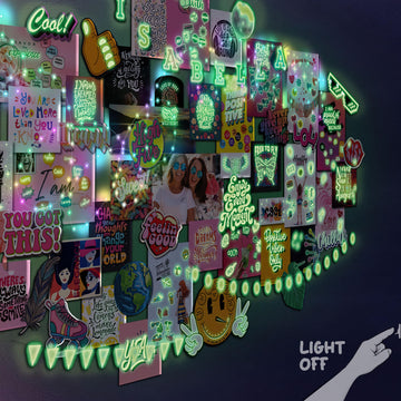 Glow in the Dark Wall Collage Kit for Teen Girls - 1000+ Stickers Teen Girl Room Bedroom Decor, Room Decor for Teen Girls - Teen & Tween Girls Trendy