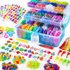 INSCRAFT 17500+ Rubber Loom Bands with 3 Layer Blue Container, 28 Colors, 600 S-Clips, 352 Beads, 40 Cartoon Pendant, Bracelet Making Refill Kit