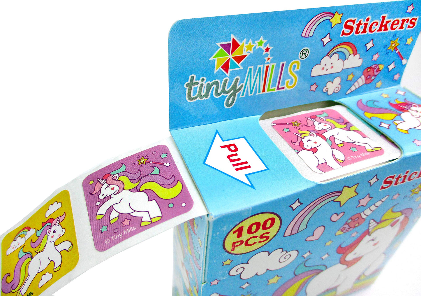 TINYMILLS Unicorn Stickers for Kids Party Favor Supplies Pack (1200 Stickers Total) Pack of 12 Sticker Dispensers with 100 Stickers/Dispenser Birthday