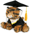 DolliBu Squat Tiger Graduation Plush Toy - Soft Tiger Plush Graduation Stuffed Animal Dress Up with Gown and Cap with Tassel Outfit - Gift