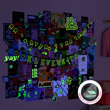 JOVA Klever Kits Glow in The Dark Wall Collage for Room Decor, DIY Poster for Teen & Tween Girls, Creative Arts and Crafts Gift Wall art for Kids aged