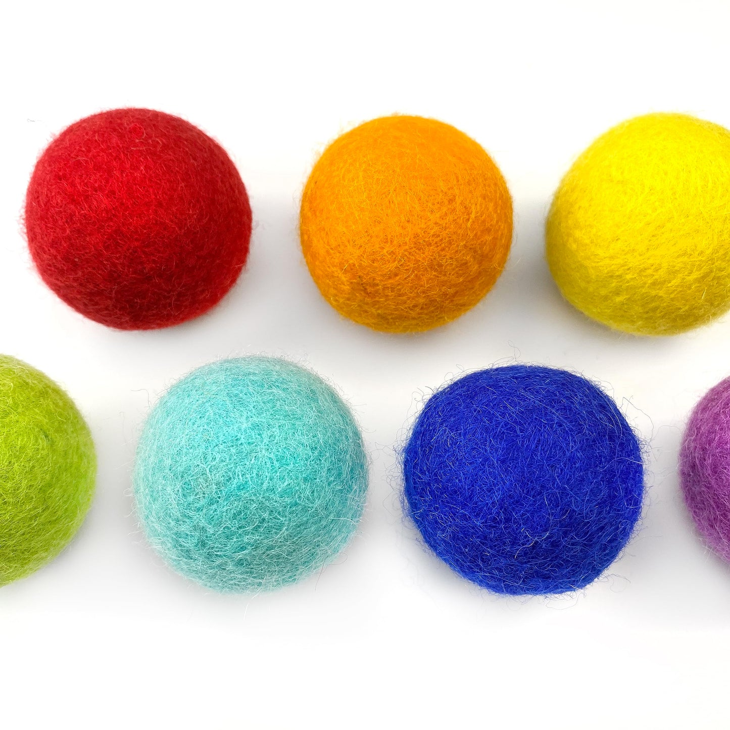 Rainbow Large Felt Balls | Montessori Wool Pom Poms for Baby, Crafts, Cats, Essential Oils, Felting & Garland | 7 ROYGBIV Colors | 4 CM (1.75-2")