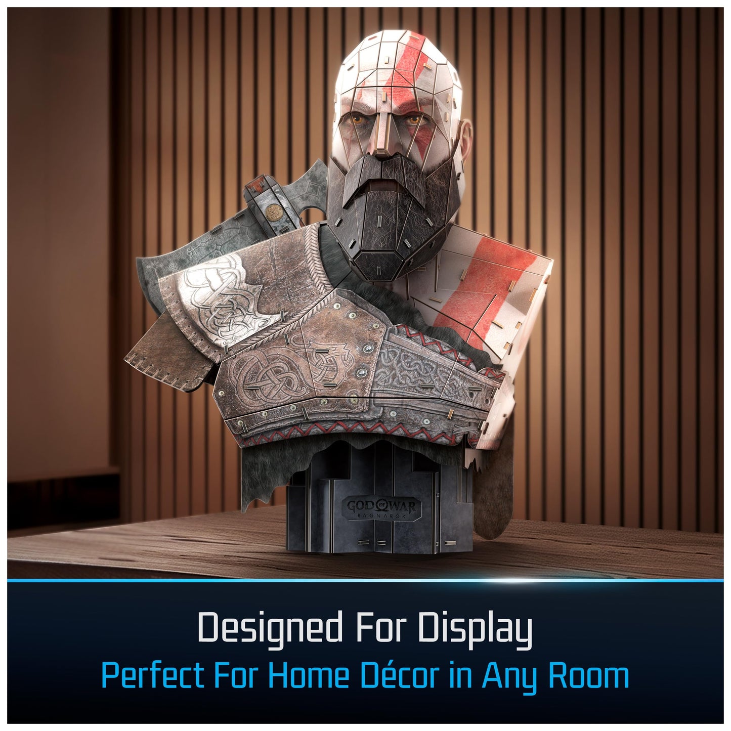 4D Build God of War Kratos 3D Puzzle Bust Model Kit with Stand, Room Décor
