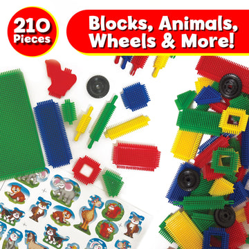 Ryan's Room Thistle Blocks - STEM Toys Building Blocks - Innovative Building Toys for Toddlers 3-5 - 210 Pieces Colorful, Chunky Interlocking