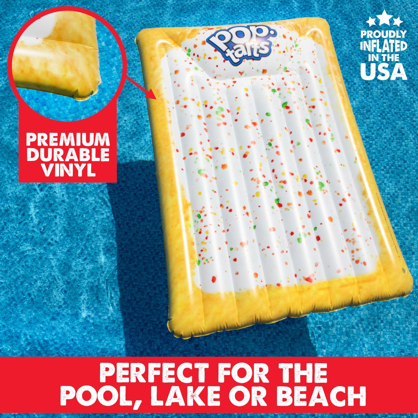 Pop-Tarts Pool Float, Extra Large Inflatable Snack Shaped Floatie, 5.5 Feet Tall