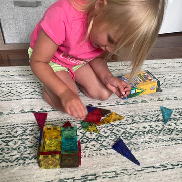 CreateOn Crayola Limited Edition Retro PIP Magnetic Tiles Set, Building Set for Kids, STEM Toys for Boys and Girls Ages 3 and Up, 14-Piece Set