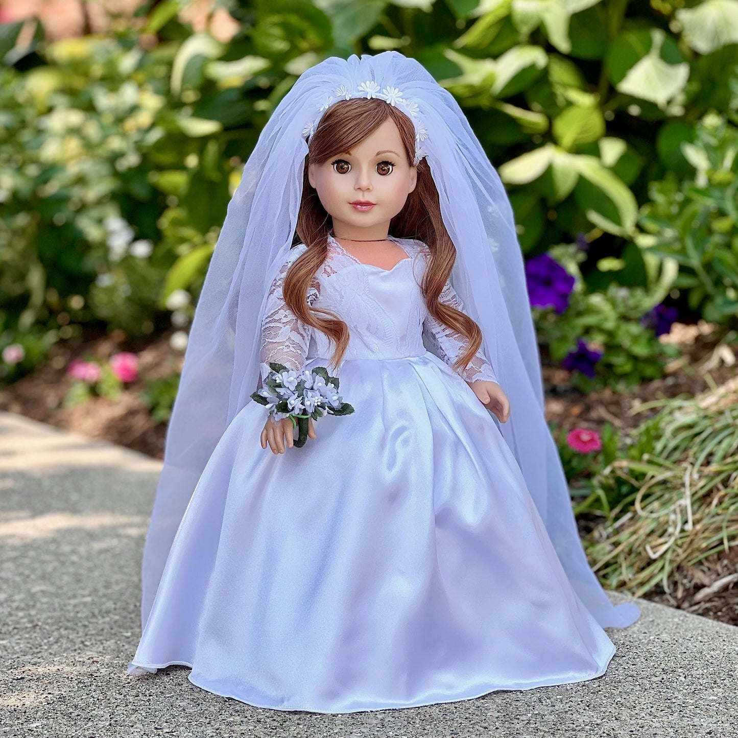 Princess Kate - 4 Piece 18 inch Doll Outfit - Royal Wedding Dress with White Shoes and Tulle Veil - (Doll Not Included)