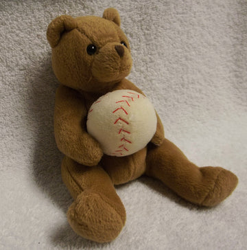 Ty Beanie Baby Shortstop Bear Baseball Sports Teddy w Ball