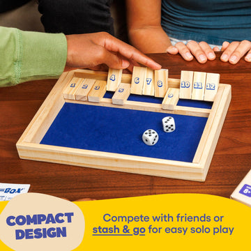 Shut The Box by Relatable, The Classic Choice for Tabletop Games, Math Games, Board Games for Kids and Adults, and Strategy Games, Includes 2 Dice, 1