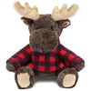 DolliBu Super Soft Moose Stuffed Animal with Plaid Red Hoodie Sweater - Cute Moose Plush Lumberjack Stuffed Toy with Plaid Jacket Animal Hoodie Dress