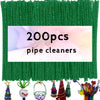 200pcs Pipe Cleaners, Glitter Grass Green Pipe Cleaners Craft Supplies,Thick Chenille Stems Fuzzy Wire Sticks Holiday Decorations and School Supplies