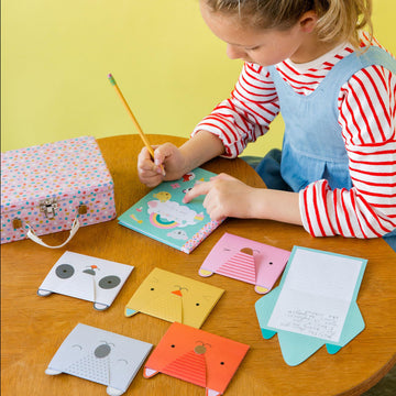 Petit Collage DIY Arts and Crafts Kit, Stationery Design - Craft Kit for Kids Includes 12 Animal Notecards, 1 Blank Journal, 2 Sticker Sheets, 4
