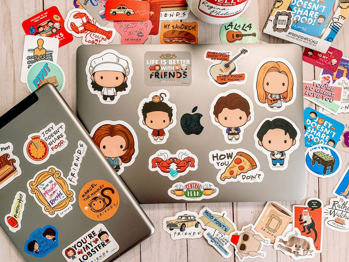 Conquest Journals Friends Sticker Bundle, 100 Unique Stickers, Officially Licensed, Waterproof, UV and Scratch Resistant