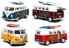 KiNSMART 1962 Volkswagen Classic Bus 1:32 Scale 5" Die Cast Metal Model Toy Van Pullback Acation (4 Set Surfboard Flower Power)