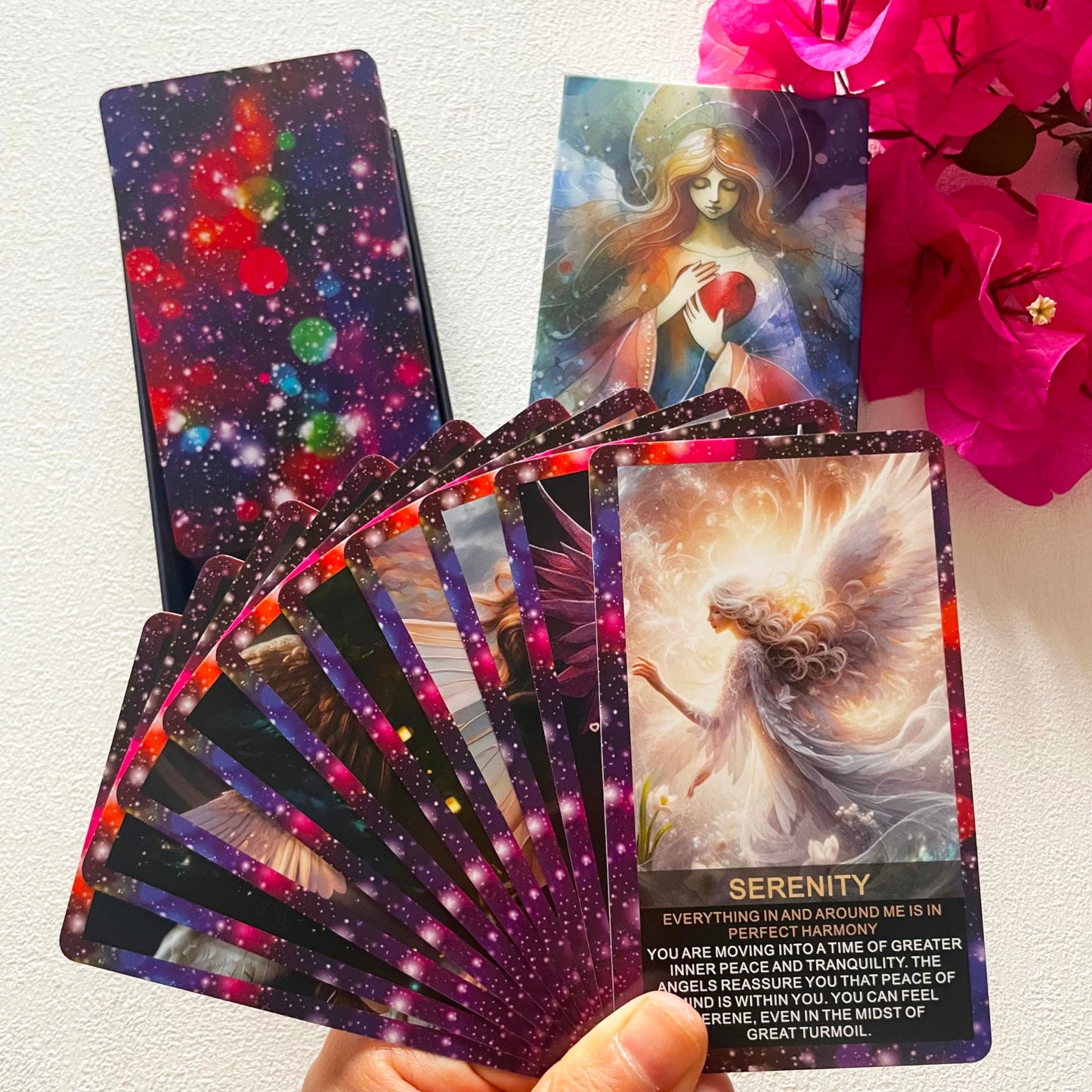 Qcsdckot Angel's Wisdom Oracle Cards Deck, Oracle Cards for Beginners, Angel Number Affirmation Cards, Oracle Deck Used for Your Path to Divine