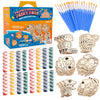 Kids Wood Painting Party Craft Kit 20 Pack - Each DIY Set Includes Mermaids & Pirates Wooden Design, Paint & Brushes - Summer Camp Activities