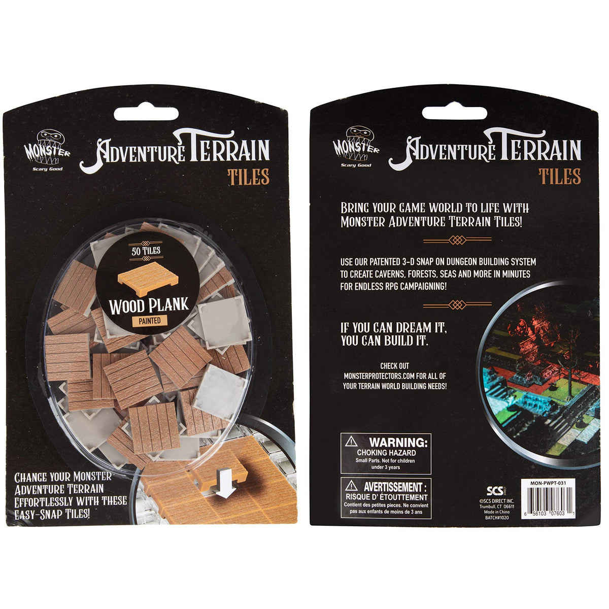 Monster Adventure Terrain- 50pc Wood Plank Tile Expansion Pack- Hand-Painted 1x1 - Tile Set- Amazing Tabletop Terrain in Minute- Customize Your D&D