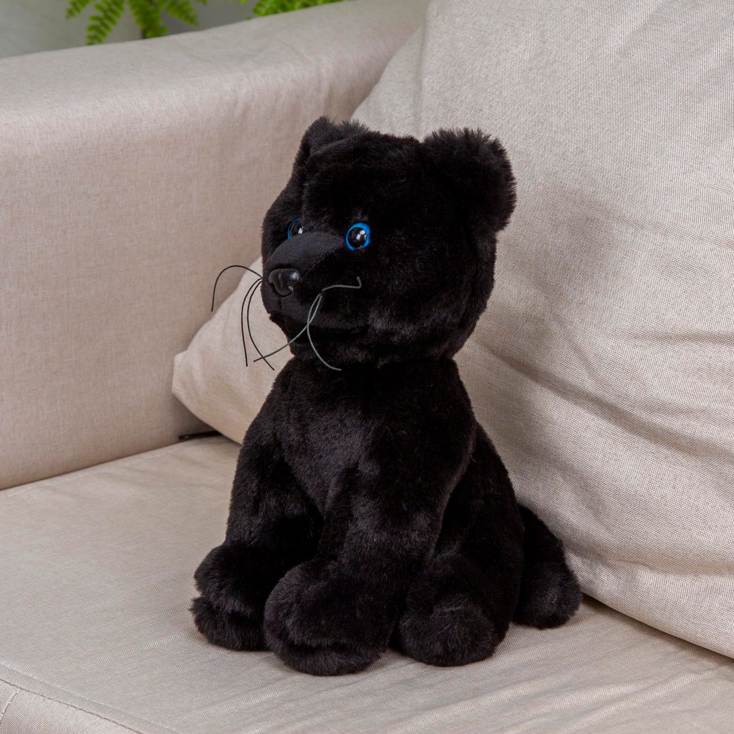 Plushland Black Panther Stuffed Animal - Realistic Plush Panther for Kids and Adults - 10 Inches.