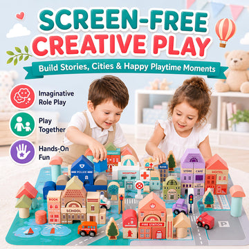 Migargle Wooden Building Blocks Set, 115 Pcs City Construction Stacker Stacking Preschool Learning Educational Toys, Toddler Toys for 3+ Year Old Boy