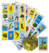 Loteria Mexicana Tradicional Jumbo Don Clemente para 10 Jugadores con 100 Monedas - Jumbo Size Mexican Bingo Set with 100 Counting Chips Plastic Coins
