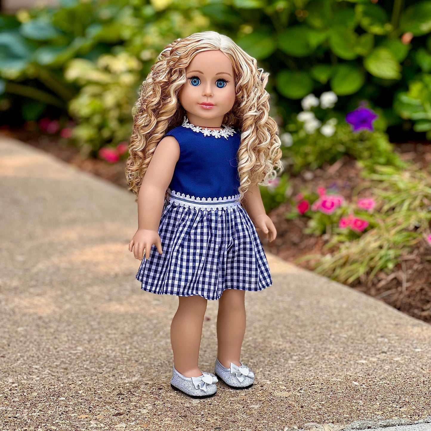 Saturday Afternoon - Navy Blue Dress - Clothes Fits 18 Inch Doll (Shoes Sold Separately) (Doll Not Included)