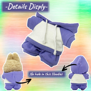 Doll Clothes for LABUBU(No Doll), Casual Stylish Hoodies & Pants Doll Outfit Set Decor Accessories for 17cm/15cm Dolls - Purple