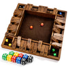ropoda 14 Inches 4-Way Shut The Box Game (2-4 Players) for Kids & Adults (4 Sided Large Shut the Board Game Wooden, 8 Dice) - Vintage Style,Close