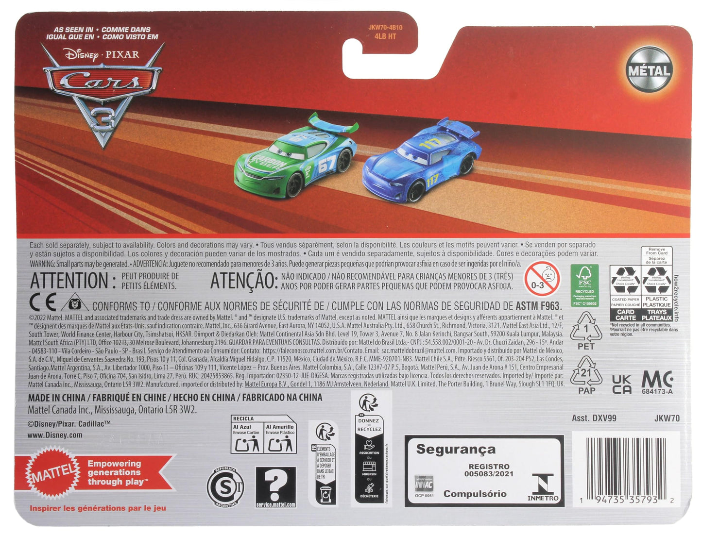 Mattel Disney Cars 2-Pack Carbon Cyber #67 Jim Reverick & Lil' Torquey Pistons #117 Spikey Fillups