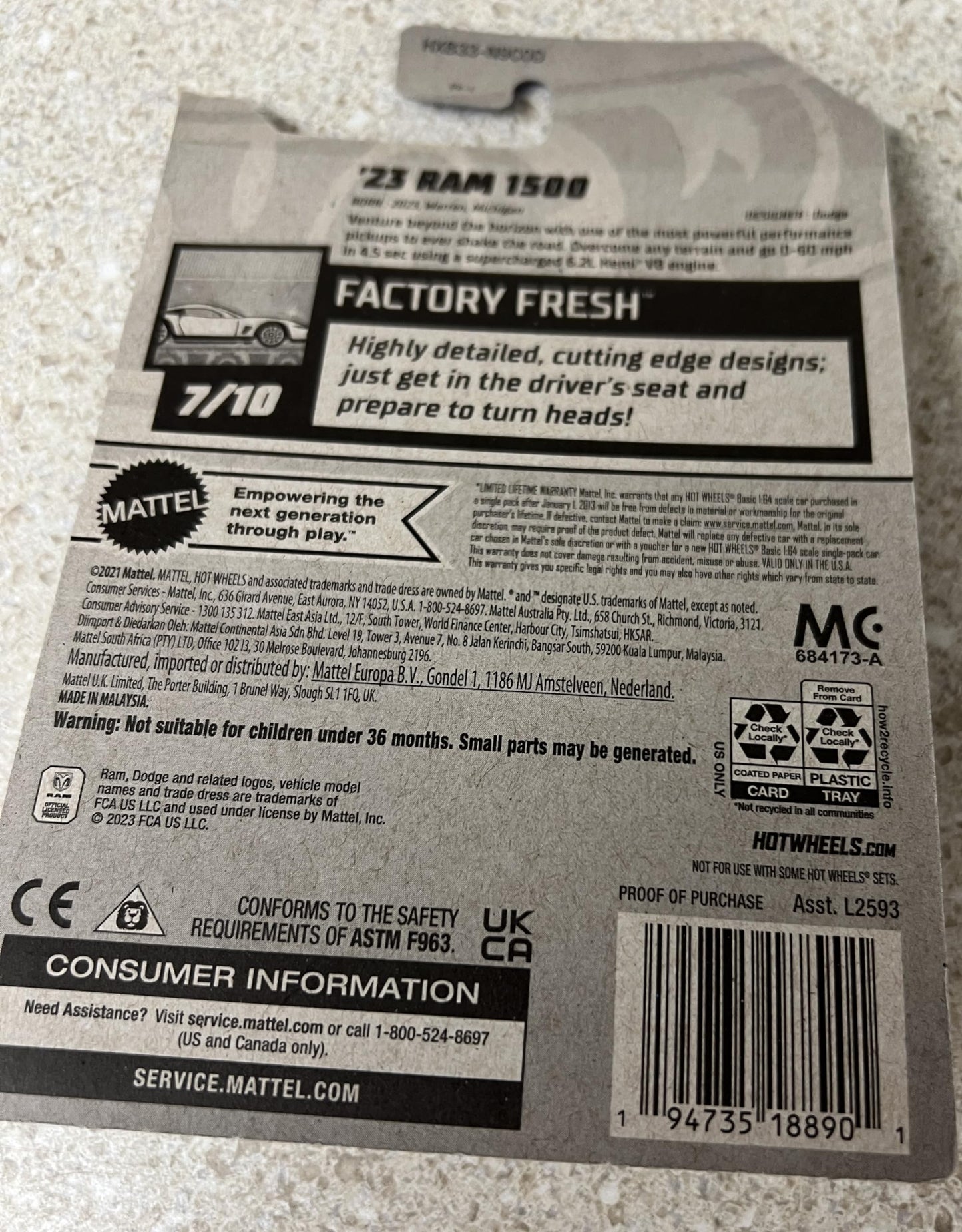 Hot Wheels Red 23 Ram 1500 97/250 Factory Fresh 7/10 New for 2024 (1:64 Scale)