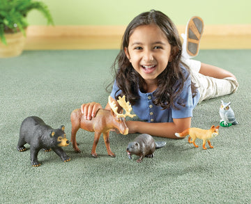 Learning Resources Jumbo Forest Animals - Fine Motor Skills for Children , School Figurines for Kids, Montessori Toddler, Imaginative Play , Party