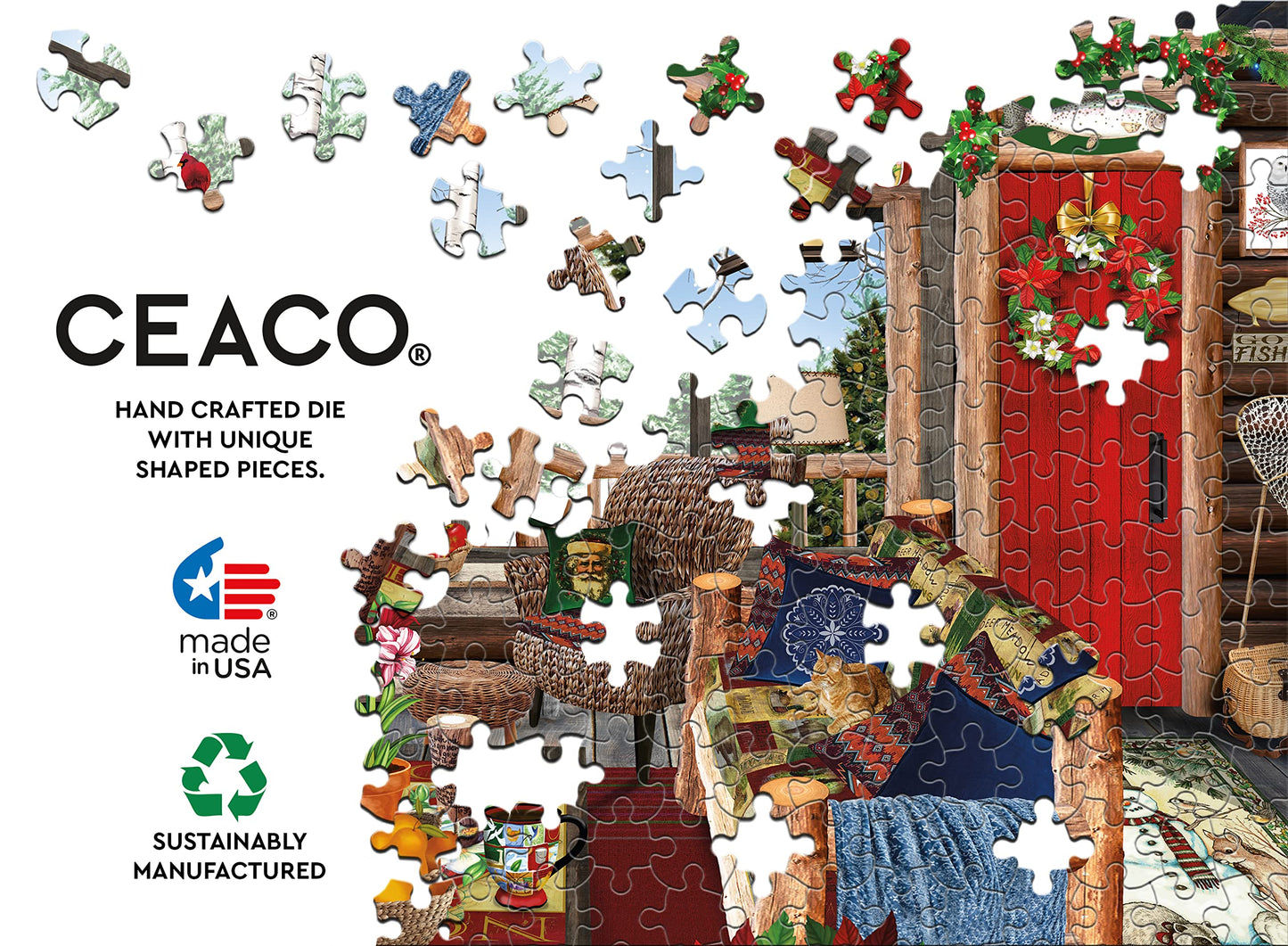 Ceaco - Christmas Lodge - 300 Large Piece Jigsaw Puzzle for Adults