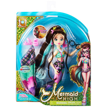 MERMAID HIGH, Spring Break Raynea Mermaid Doll & Accessories with Removable Tail and Color Change Hair Streak, Kids Toys for Girls Ages 4 and up