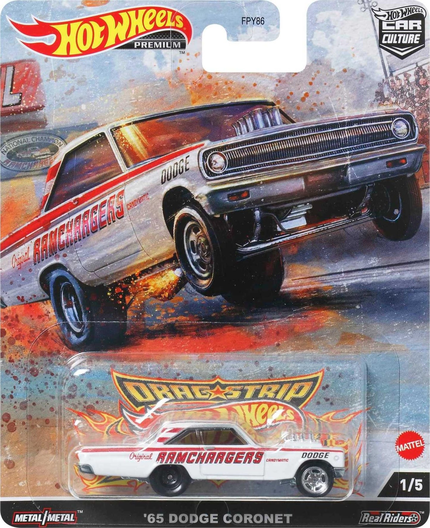 Hot Wheels Car Culture Circuit Legend Premium Toy Car, Die-Cast 1:64 Scale 65 Dodge Coronet for Play or Display