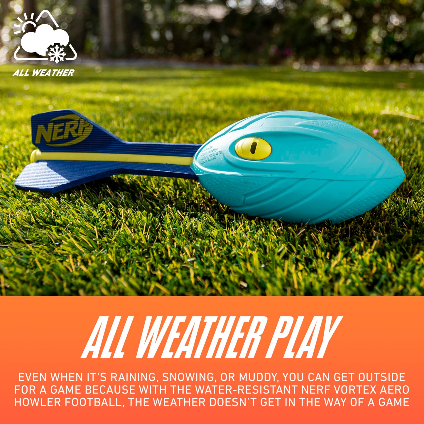 Nerf Vortex Aero Howler Neon Foam Ball, Classic Long-Distance Football, Flight-Optimizing Tail, Whistling Sound, Indoor & Outdoor Fun (Amazon