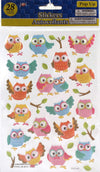 Colorful Owl Pop Up Stickers- 1 Sheet 28 Stickers