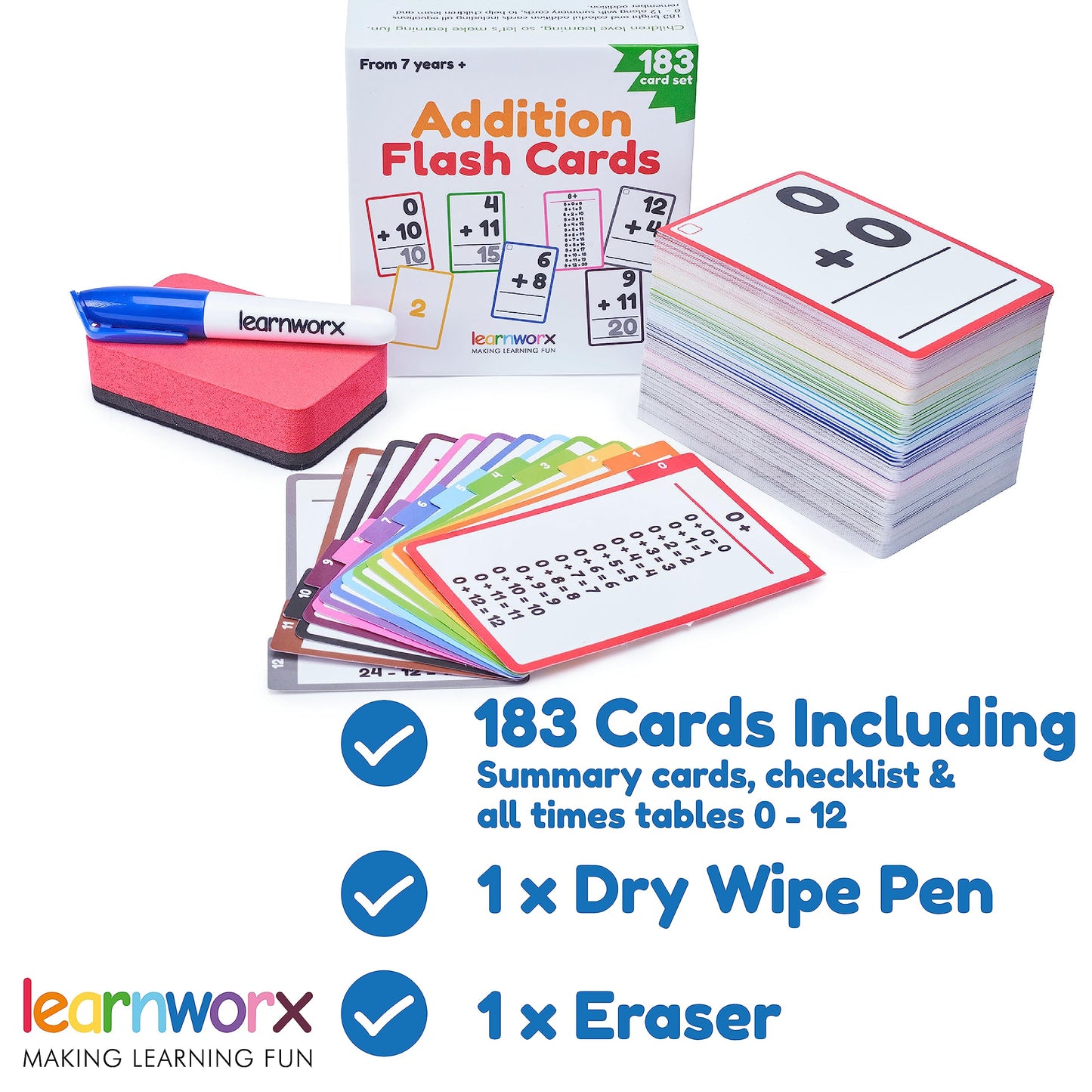 Addition Flash Cards 1st Grade | 183 Math Flash Cards for Kids Ages 4-8 | 1st 2nd & 3rd Grade | Math Flash Cards 2nd Grade | Learn Math for Kids