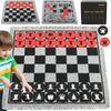 Giant 4 in 1 Chess Set,Jumbo Chess & Giant Checkers & Large Tic Tac Toe, Giant Chess Board Game for Kids Adults,Including 2 Extra Queen,Large Checkers