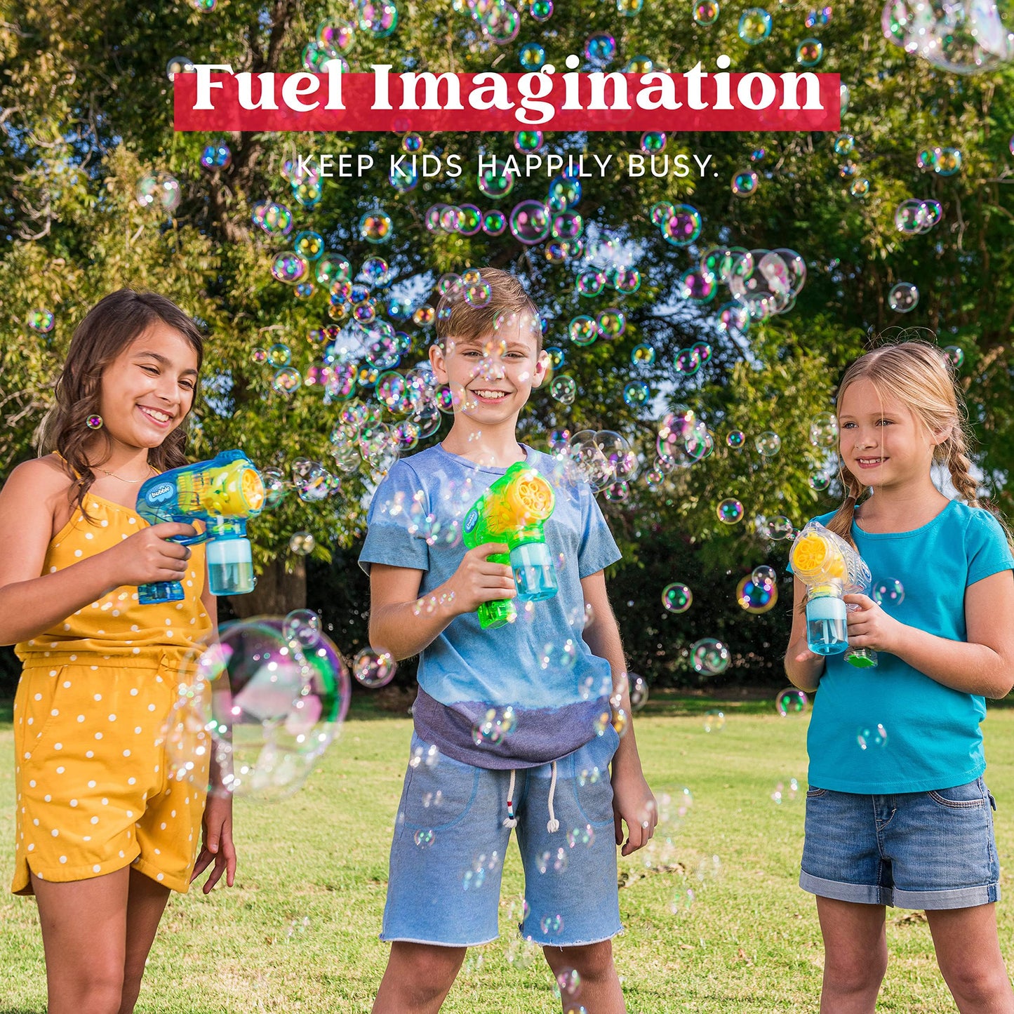 JOYIN 3 Packs Bubble Guns with 3 Solutions, Automatic Bubble Maker Blower Machine for Kids, Party Favors, Summer Toy, Birthday, Outdoor & Indoor