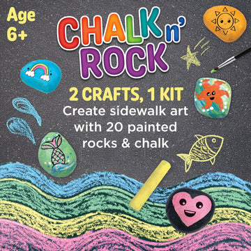 Creativity for Kids Chalk n' Rock Bucket Kit | Draw Chalk Designs and Paint 20 Rocks | Fun DIY Sidewalk Art and Outdoor Activity for Kids | Summer