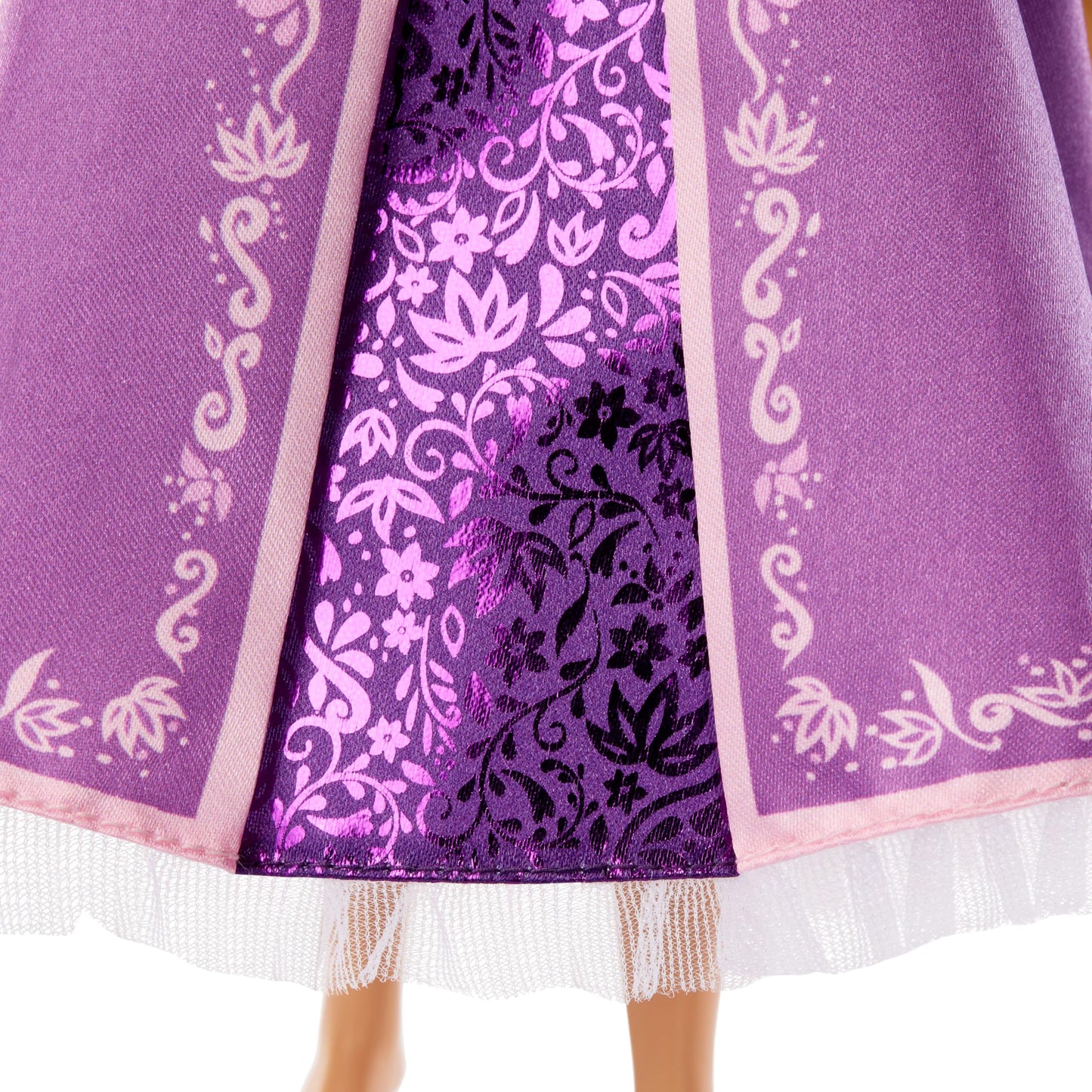 Mattel Disney Princess Rapunzel Sparkling Princess Fashion Doll with Long Hair, Removable Dress & Flower Hair Accessory, Inspired by Tangled Movie
