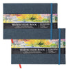 U.S. Art Supply 5.5" x 8.5" Watercolor Book (2 Pack, 76 Sheets Each) - 110lb (230 GSM) Linen-Bound Hardcover Artist Paper Pads - Acid-Free