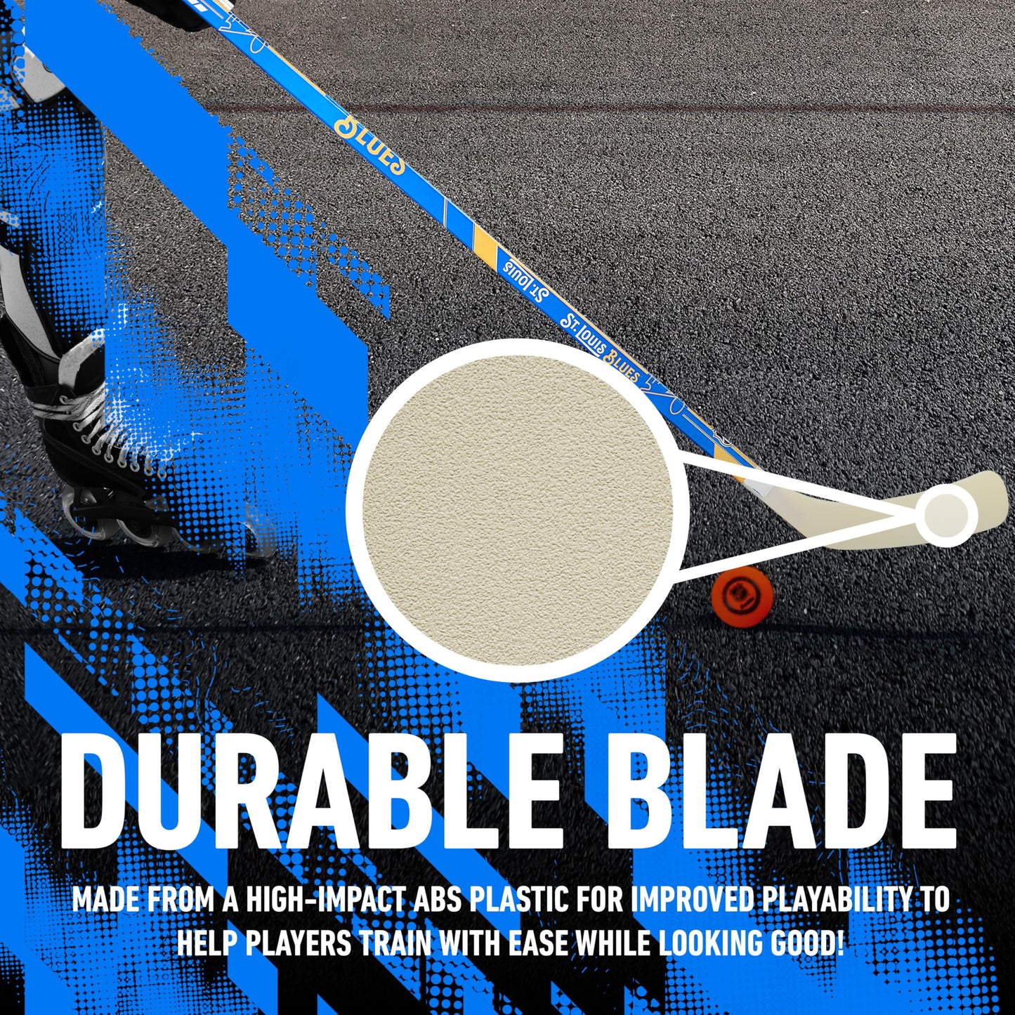 Franklin Sports NHL St. Louis Blues Street Hockey Stick - 48" Junior Right Handed Hockey Stick - NHL Team Jr. Street Hockey Sticks - Fused Wood Hockey