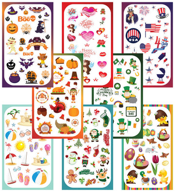 Year-Round Holiday Stickers Variety Pack: Fun Assortment of Designs for a Whole Year (400+ Stickers)