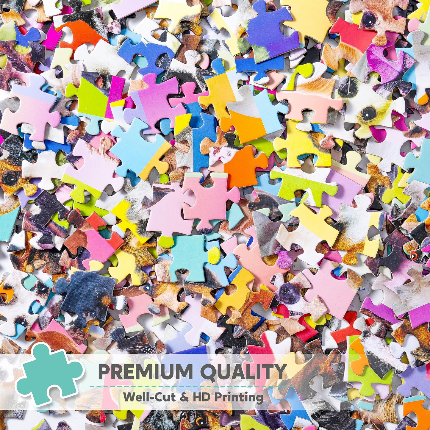 JOYIN 300 pcs Multicolor Dog Puzzles, Jigsaw Puzzle for Kids and Adults(27.6" x 19.7"), Puppy Theme Puzzles for Toddlers, Collection Gift Home Art
