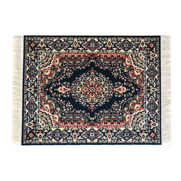 Set of 4 Dollhouse Area Rugs - Miniature Carpet Accessories for Doll Houses, 6 x 4 Inch Rectangular Floor Décor, Oriental Style